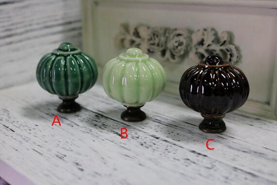 Blue Black Ceramic Door Knobs Pumpkin Knobs Handpainted Kitchen Cabinet Drawer Knobs Hardware Knobs Drawer Handles Decorative Ceramic Knob