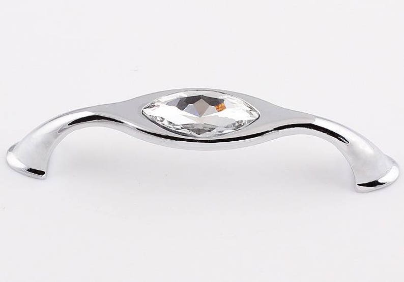 3.78/'/' 5/'/' Silver Chrome Dresser Handle Glass Crystal Drawer Pulls Handles Knobs Cabinet Handle Door Pull Knob Furniture Hardware 96 128mm