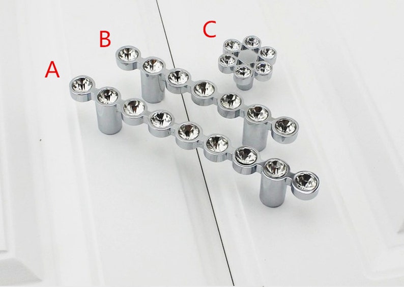 2.5/'/' 3.78/'/' Crystal Drawer Pulls Handles Silver Clear Bling Glass Dresser Handles Pulls Knobs Kitchen Cabinet Door Pulls Knobs Decorative