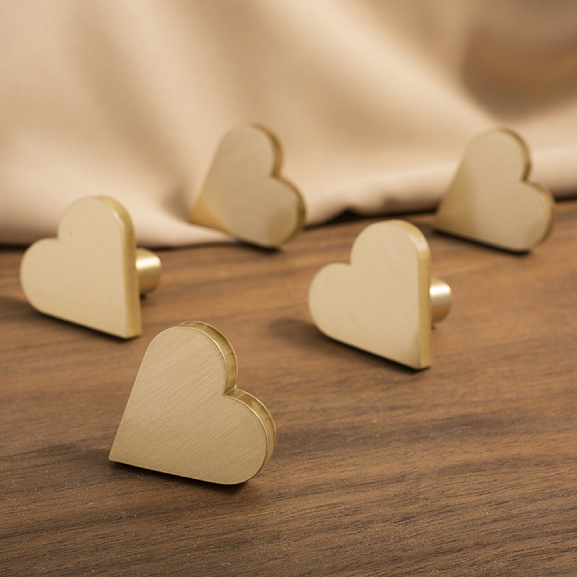 Solid Brass Heart Knobs Pulls Gold Wardrobe Knobs Drawer Knobs Etsy