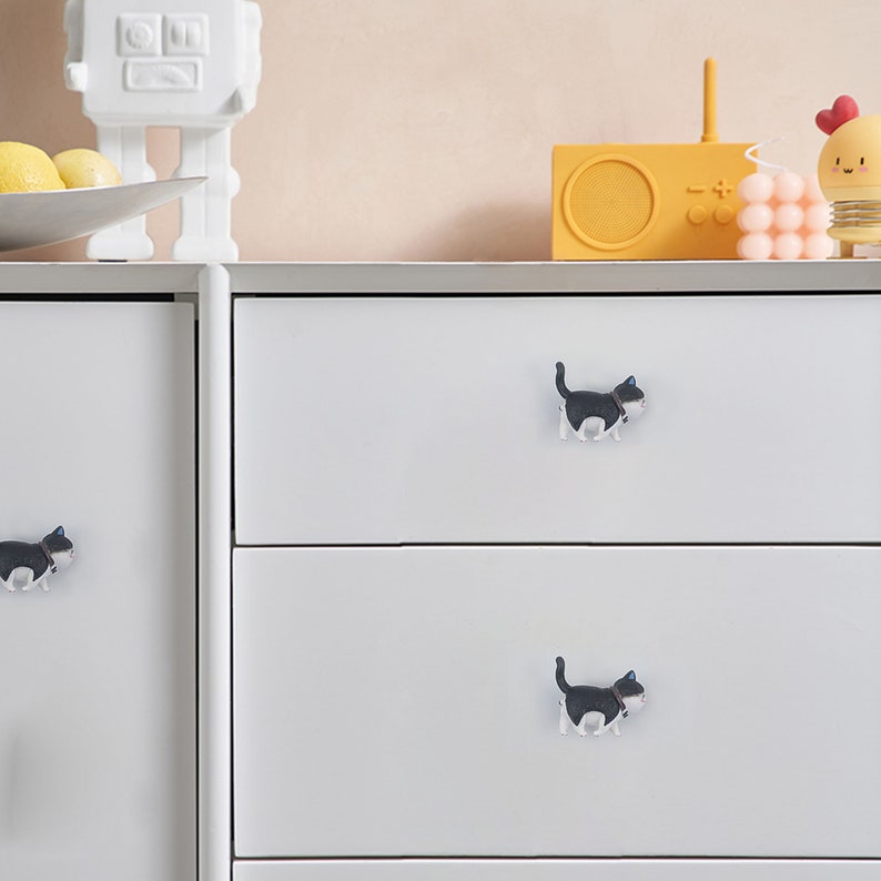 Resin Cat Drawer Knobs Cute Animal Knobs Unique Knobs Cat Gift Etsy