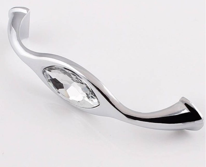 3.78/'/' 5/'/' Silver Chrome Dresser Handle Glass Crystal Drawer Pulls Handles Knobs Cabinet Handle Door Pull Knob Furniture Hardware 96 128mm