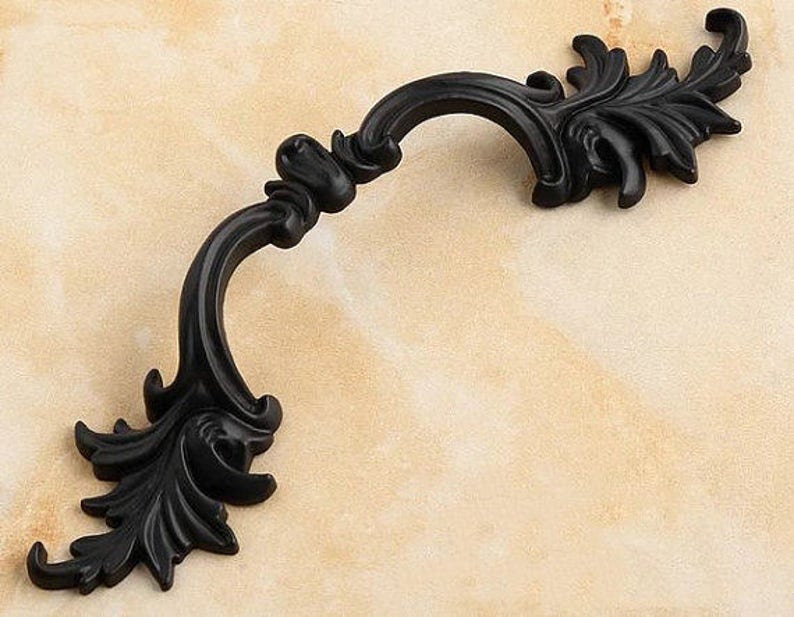Black Door Handle Pulls Drawer Pull Handles Dresser Pulls Leaf