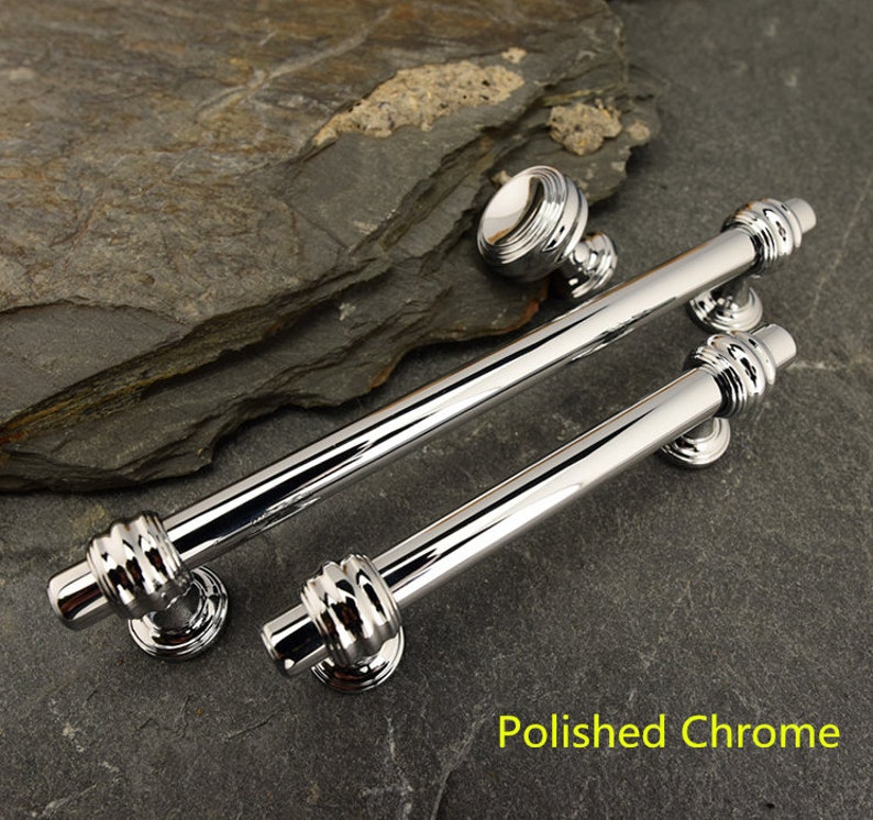 Jones /& Grey New York Style Polished Chrome Silver Door Handles Knobs on Back Plate