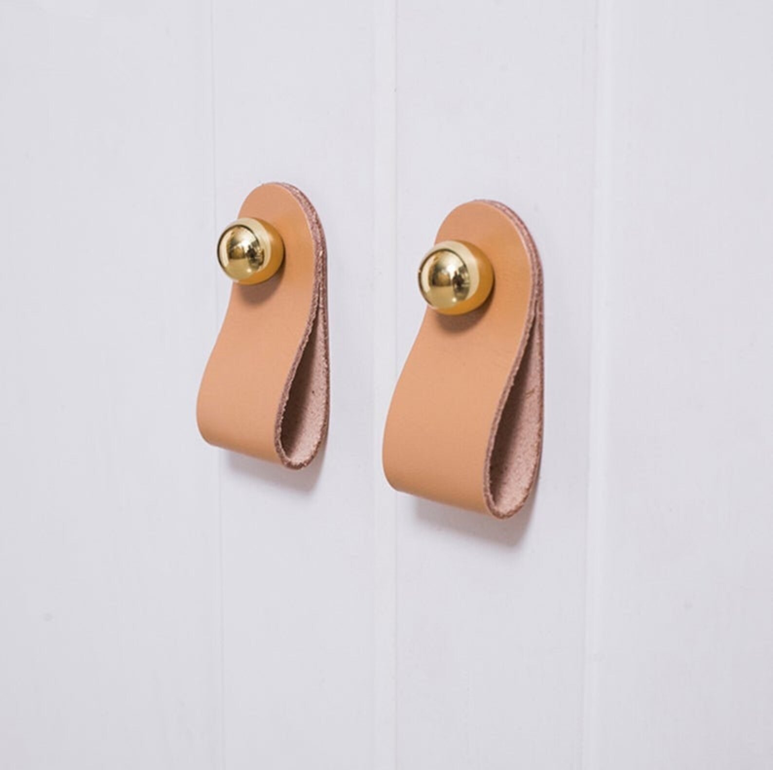 Leather Knobs Decor Brass Knobs Leather Pull Etsy