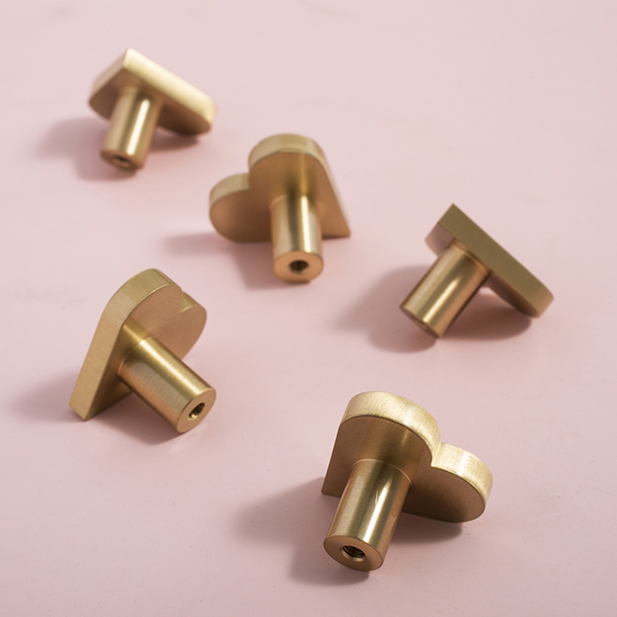 Solid Brass Heart Knobs Pulls Gold Wardrobe Knobs Drawer Knobs Etsy