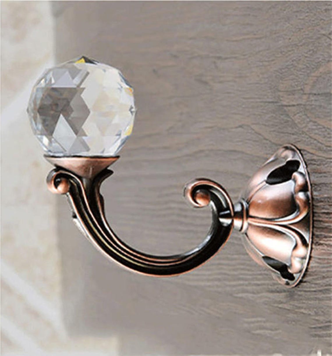 Large Crystal Wall Hook Decorative Coat Hook Clear Glass Hook Etsy