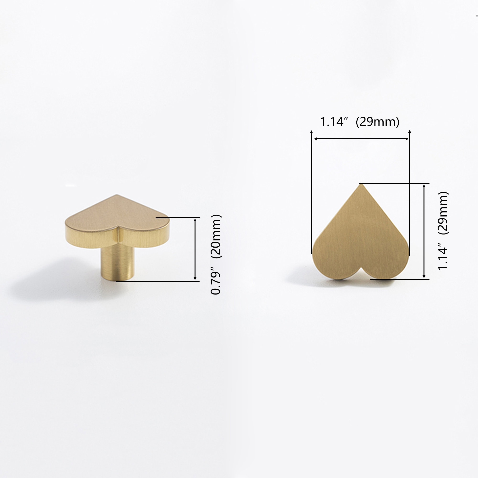 Solid Brass Heart Knobs Pulls Gold Wardrobe Knobs Drawer Knobs Etsy