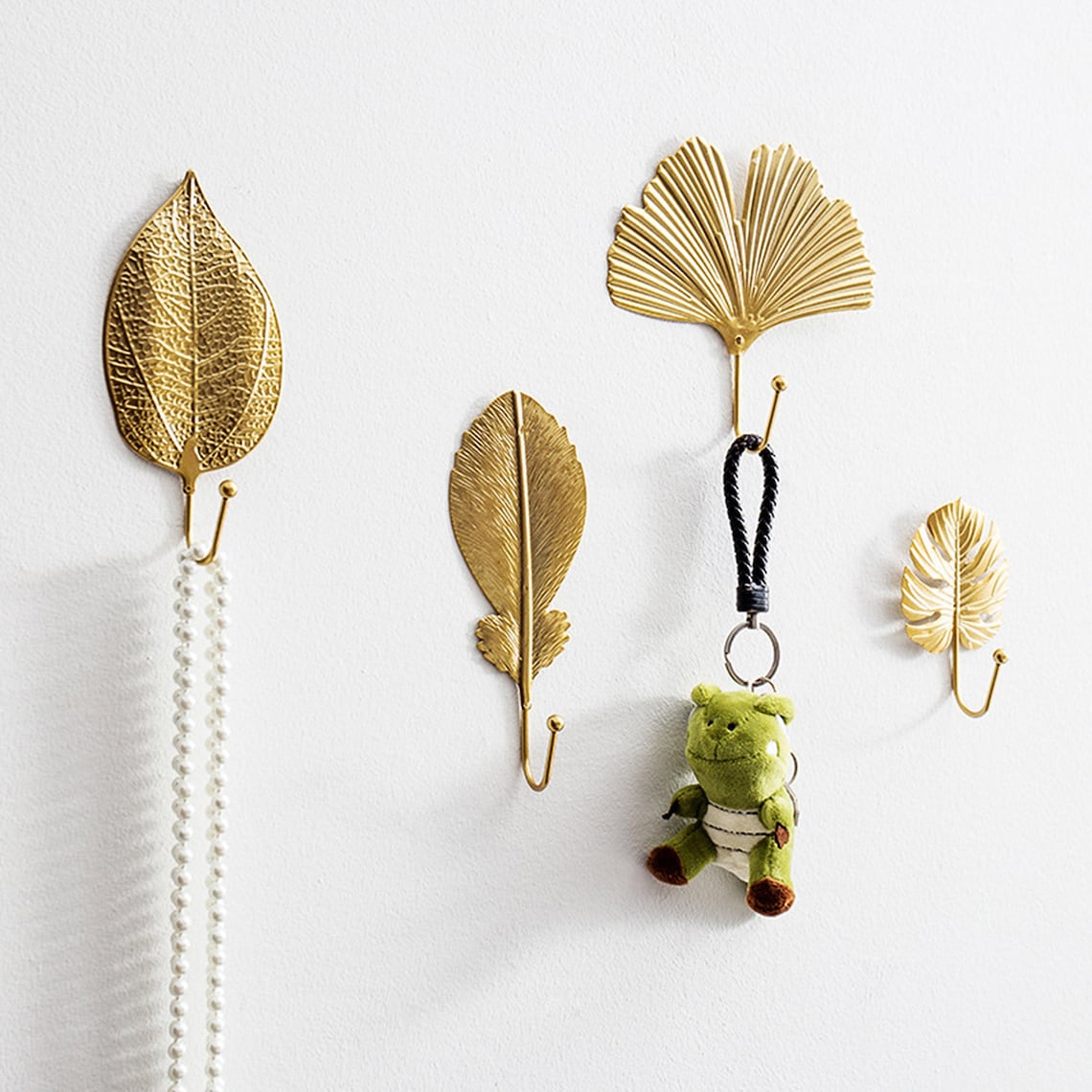 Nordic Hollow Gold Leaf Wall Hooks Feather Coat Hooks Bag Hook Etsy UK