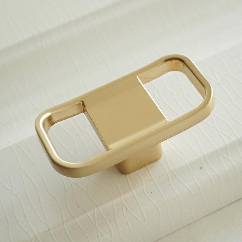 Brushed Brass Knobs Square Dresser Knobs Knob Handles Etsy