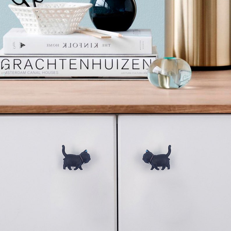Resin Cat Drawer Knobs Cute Animal Knobs Unique Knobs Cat Gift Etsy