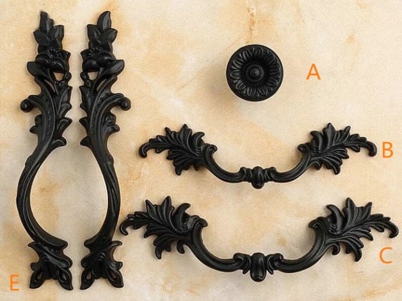 Black Door Handle Pulls Drawer Pull Handles Dresser Pulls Leaf