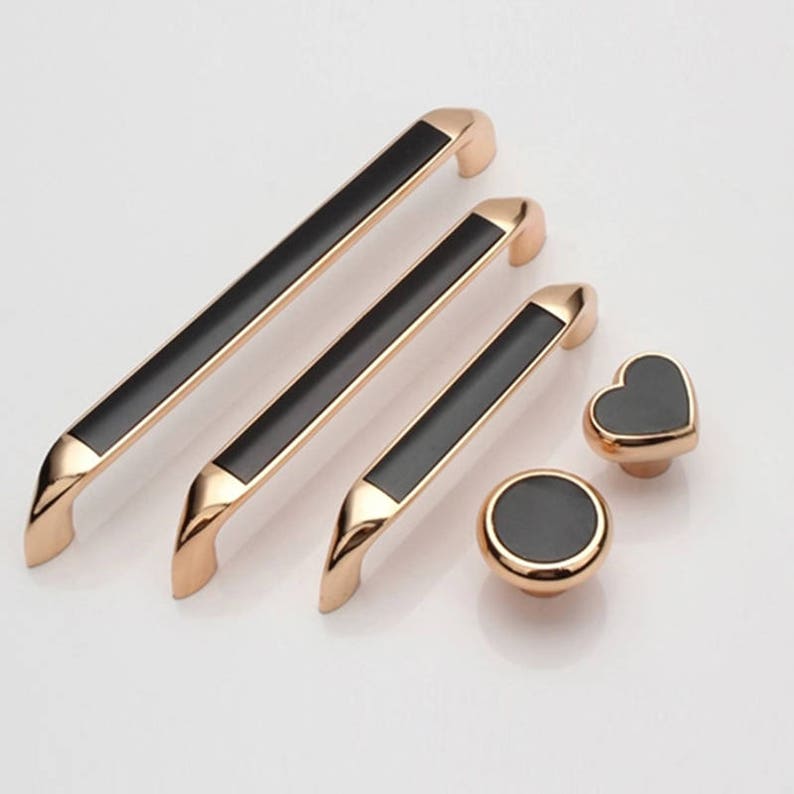 3 78 5 6 Rose Gold Black Dresser S Drawer Pulls 3 78 5 6 Rose Gold Black Dresser S Drawer Pulls Handles Kitchen Cabinet Door Handle Modern Pull Hardware 96 128 160mm