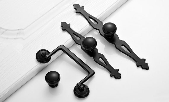Modern Black Door Handles Pulls Knobs Back Plate Furniture Handles Round Dresser Drawer Knobs Handles Kitchen Cabinet Door Pulls