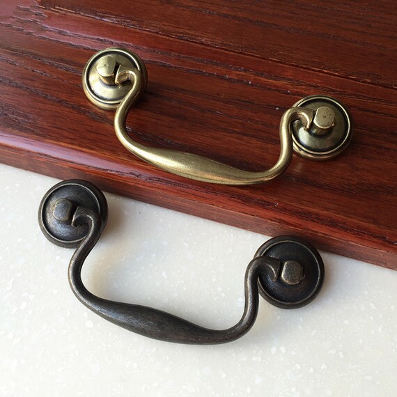 3.78'' Antique Bronze Drawer Pulls Drop Vintage Etsy