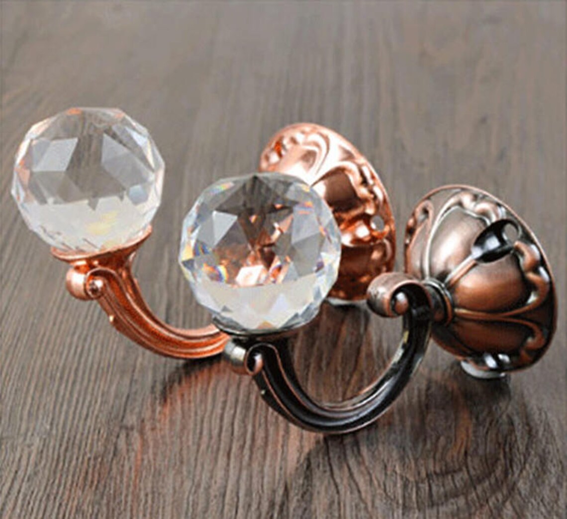 Large Crystal Wall Hook Decorative Coat Hook Clear Glass Hook Etsy