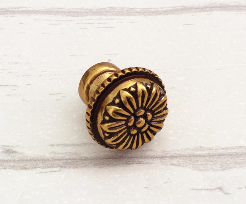 Antique Gold Brass Dresser Knob Drawer Knobs Pulls Handles Etsy