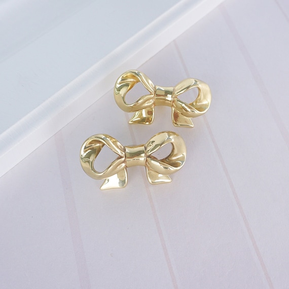 Brass Bow Knob Knobs Bow Knobs for Dresser Gold Knobs Etsy