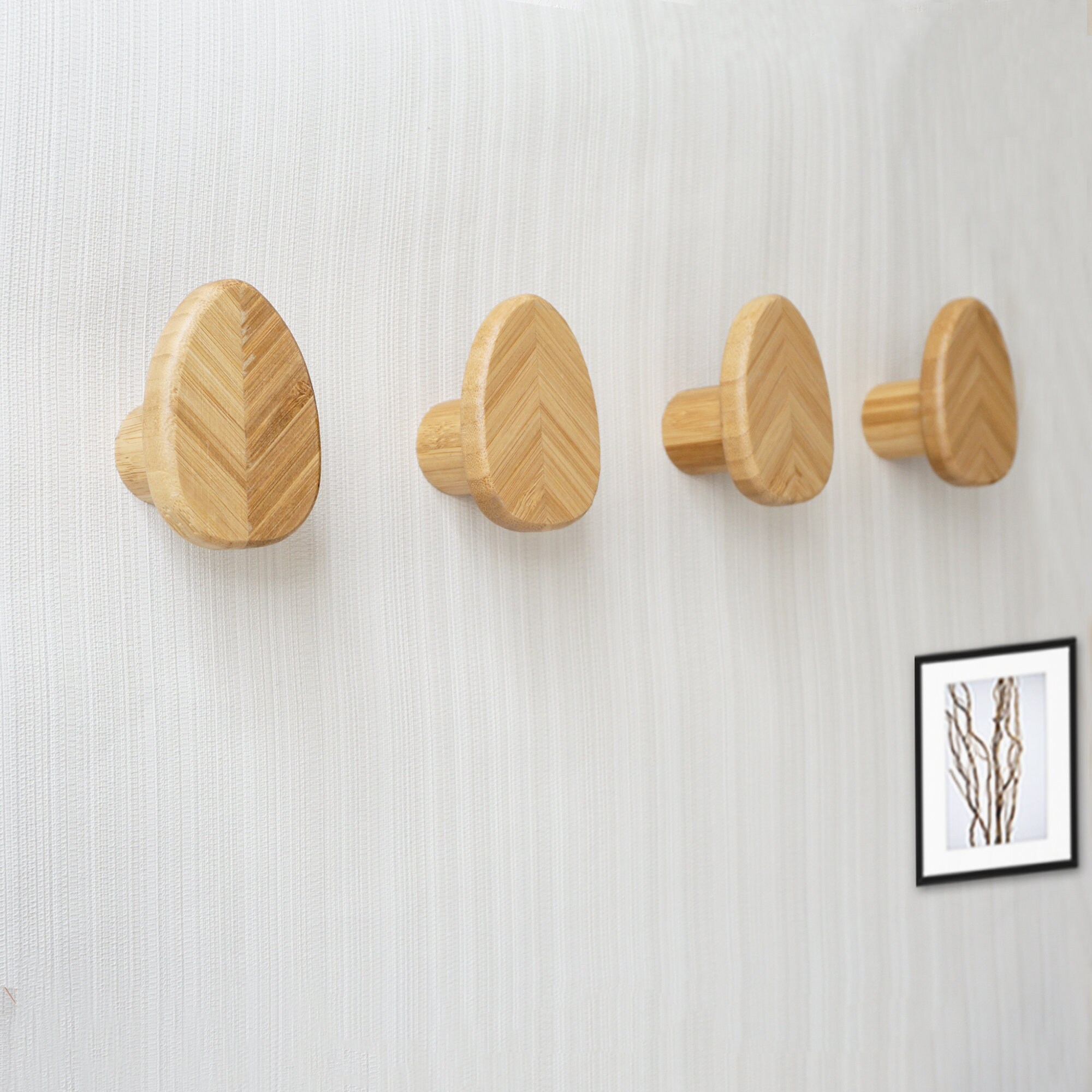 Bamboo Wood Hooks Decorative Wall Hooks Coat Hooks Coat Etsy
