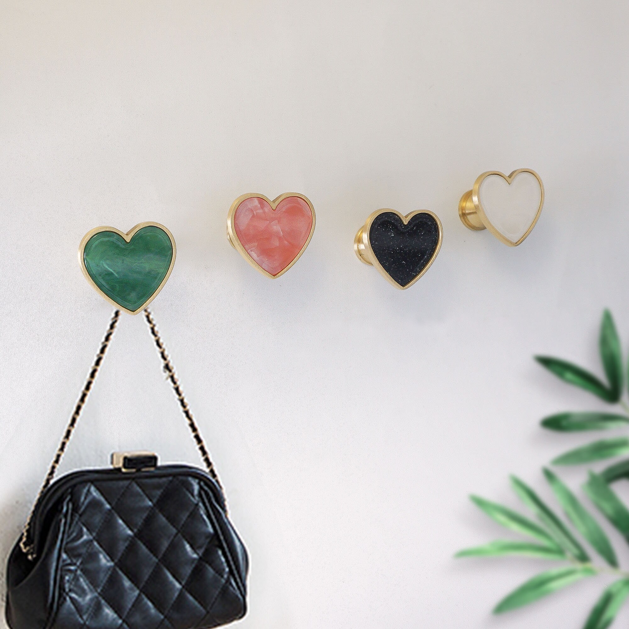 Stylish Colorful Heart Wall Hooks Solid Brass Hook Gift Wall Etsy