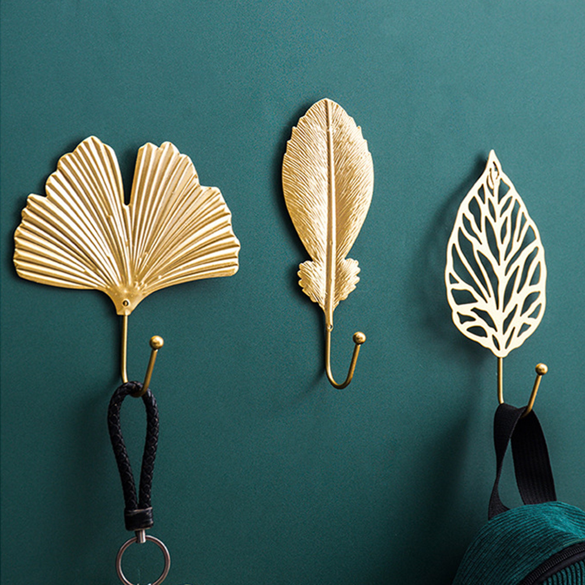 Nordic Hollow Gold Leaf Wall Hooks Feather Coat Hooks Bag Hook Etsy
