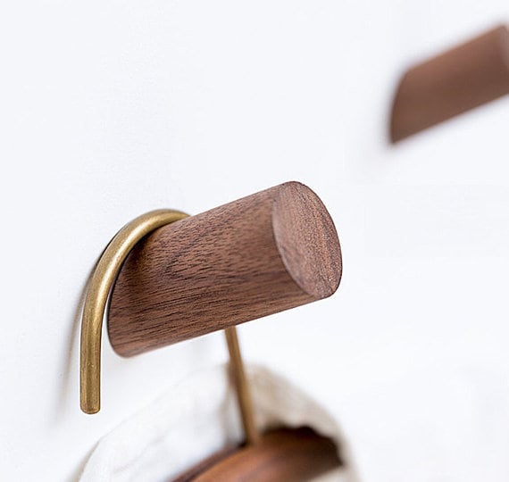 Solid Wood Wall Hooks Beech Wood Walnut Wood Hooks for Hanging Hat