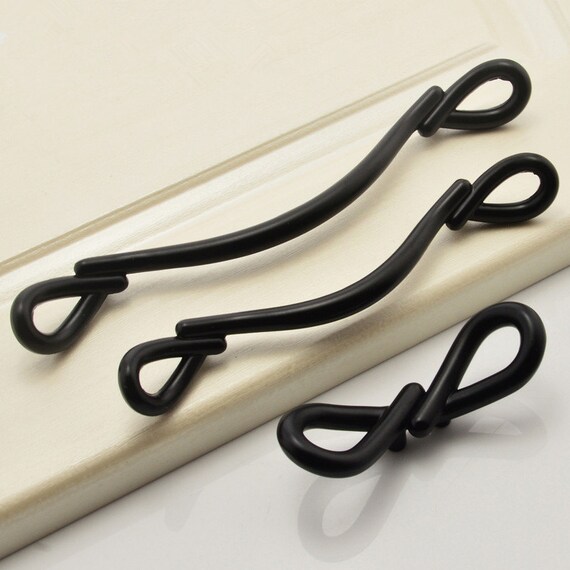 Bow Knot Unique Cabinet Knobs Black Dresser Drawer Pulls Knob Etsy