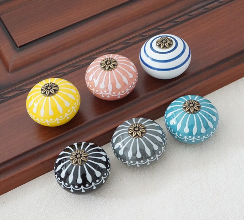 Ceramic Dresser Knobs Colorful Drawer Pulls Handles Knob Etsy