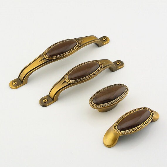 Oval Gem Ceramic Knobs Pulls Handle Kitchen Cabinet Knobs ...