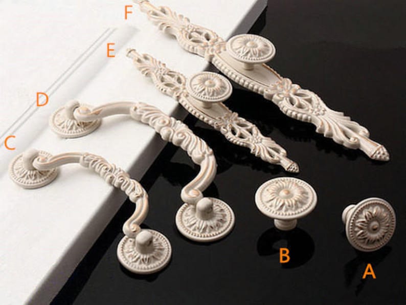 Shabby Chic Dresser Knob Pull Drawer Knobs Pulls Handles Ivory Etsy