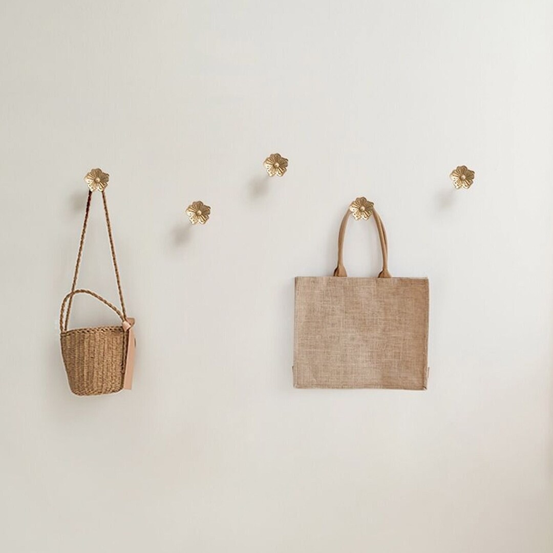 Brass Flower Wall Hooks Bathroom Towel Hooks Gift Decorative Etsy