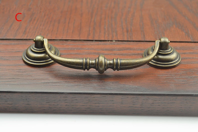 Vintage Drawer Pulls Handles Knobs Pulls Drop Antique Bronze Etsy