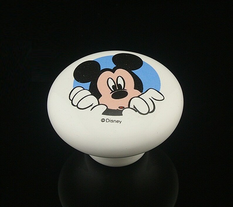 Mickey Mouse Knobs Kid Drawer Knob Pull Cartoon Knob Ceramic Etsy