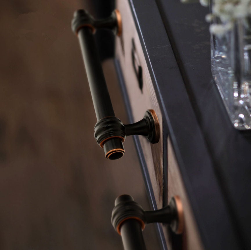 3.78'' 6.3'' Rustic Kitchen Pulls Black Copper Etsy