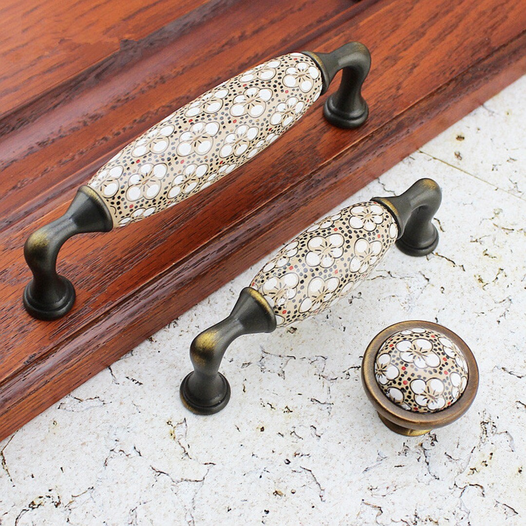 3.785antique Bronze Ceramic Handles Kitchen Pulls Etsy