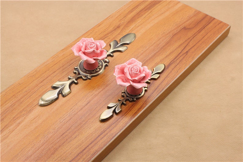 Ceramic Rose Knob Dresser Knob Pull Drawer Knob Pull Door Knob Etsy