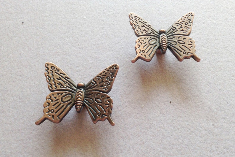 Red Bronze Butterfly Dresser Knobs Furniture Hardware Vintage Etsy