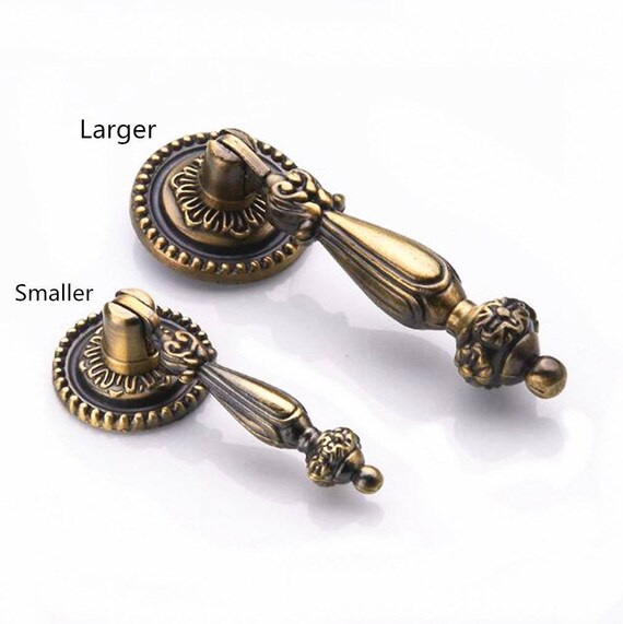 Drop Pulls Drawer Handle Knob Vintage Cabinet Door Knobs Handles Antique Bronze Dresser Pull Rustic Kitchen Hardware Retro