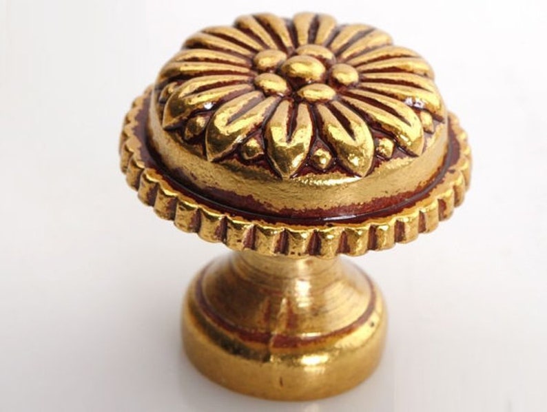 Antique Gold Brass Dresser Knob Drawer Knobs Pulls Handles Etsy