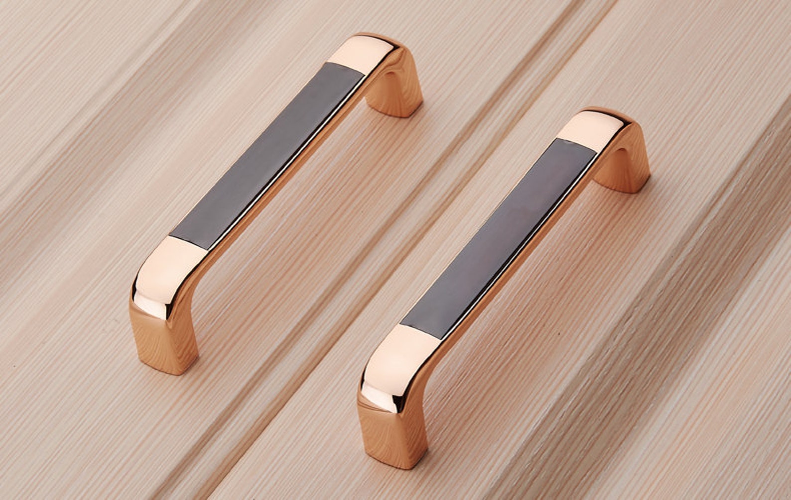 5 6.3'' Rose Gold Gun Black Door Handle Modern Etsy