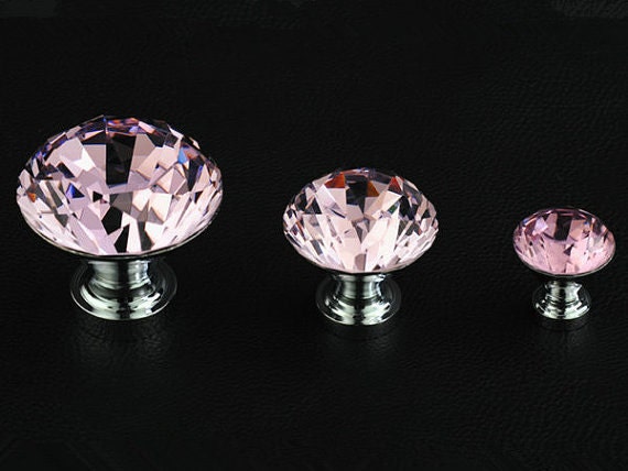 Pink Glass Knobs Crystal Dresser Knob Drawer Knobs Pull Etsy