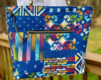 Convertible Bag/Backpack, Gabby Day Trip bag, blue modern geometric