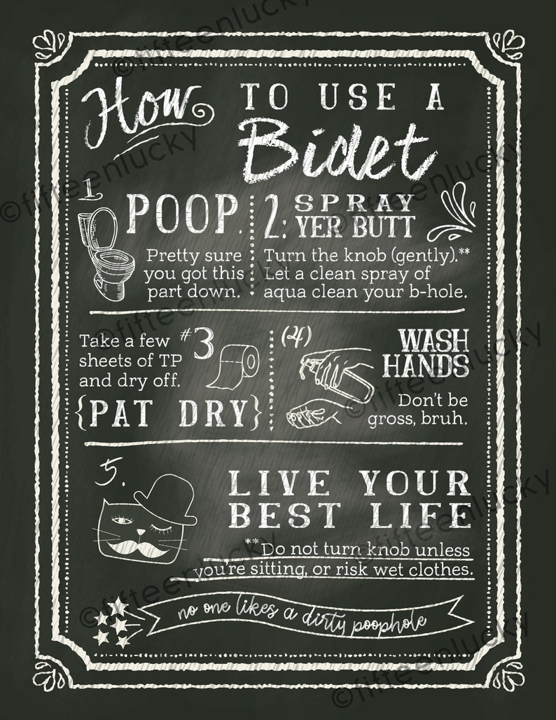 Bidet Sign How to Use Etsy