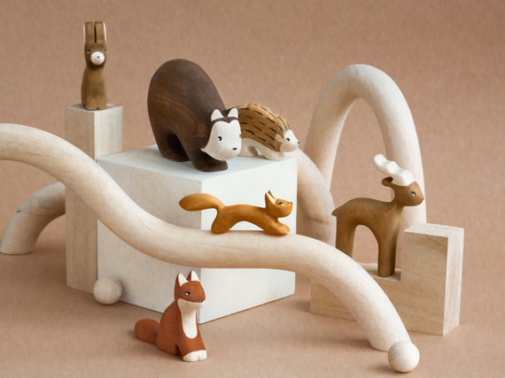 wooden forest animals