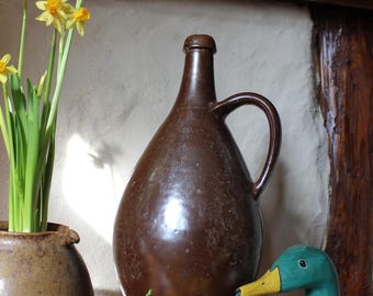 large antique 3.5 L jug stoneware bottle handle vase made of fired and glazed clay from the turn of the century (Art.-No.06)