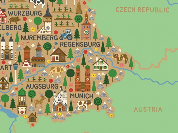 Germany Map - Etsy Germany Map - Etsy