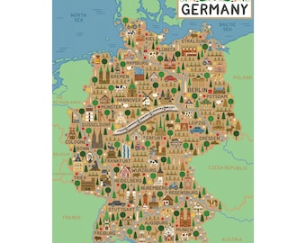 Germany Map - Etsy Germany Map - Etsy