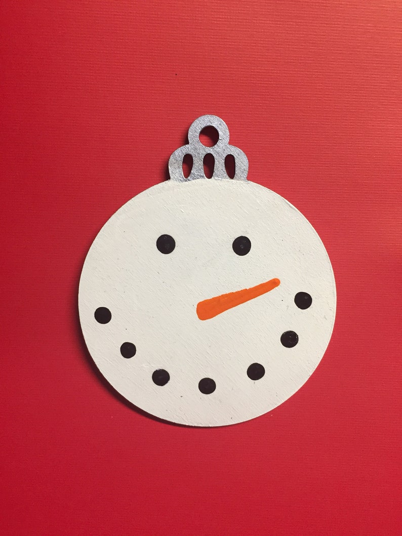 Personalized snowman wooden ornament