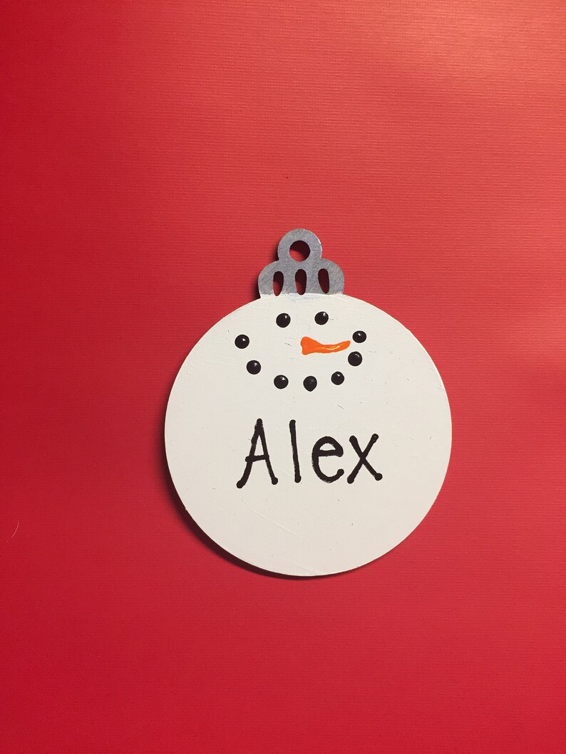Personalized snowman wooden ornament