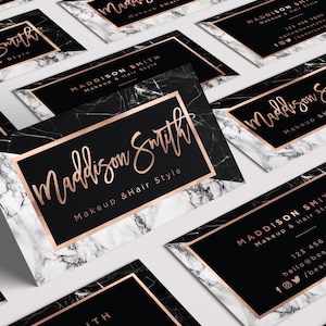 Rose Gold Marmor Makeup Artist Visitenkarte - ACHTUNG - nur DIGITALE DATEIEN, moderne druckbare Visitenkarte, Text Visitenkarte